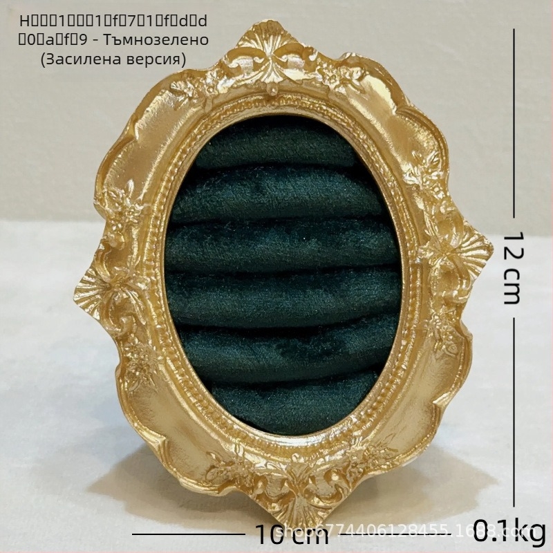Suport pentru bijuterii vintage - structură metalică, înveliș velur, design pătrat, dintr-o singură piesă, artă metalică