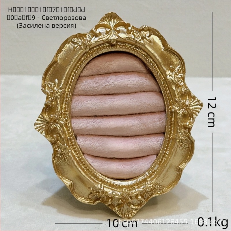 Suport pentru bijuterii vintage - structură metalică, înveliș velur, design pătrat, dintr-o singură piesă, artă metalică