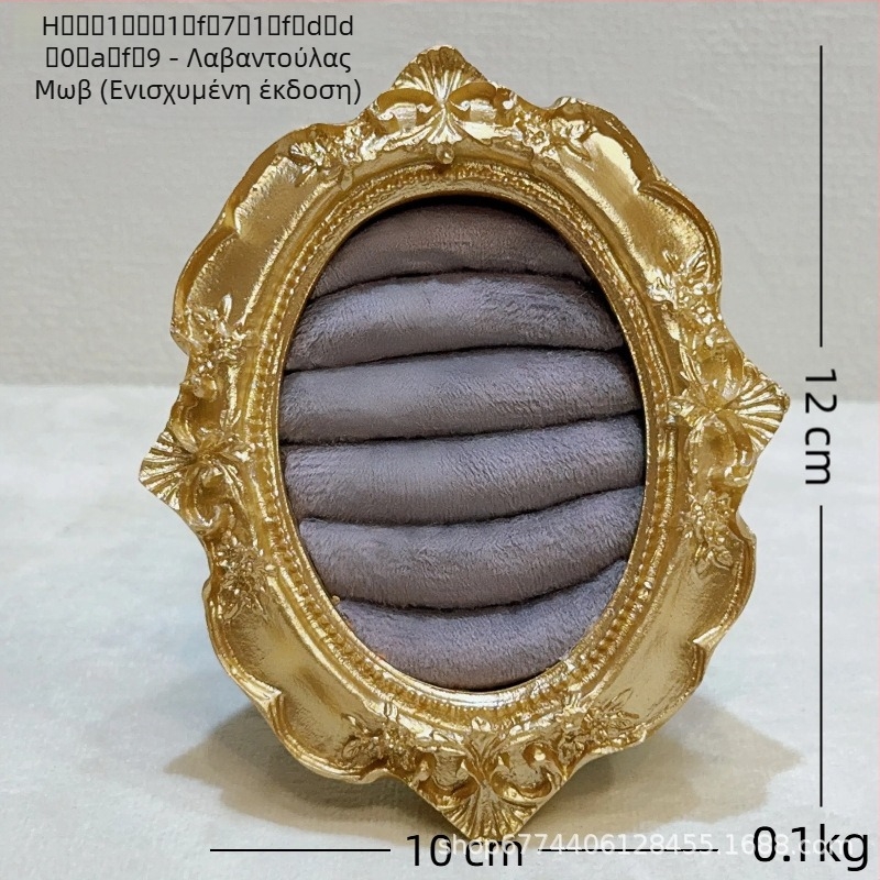 Suport pentru bijuterii vintage - structură metalică, înveliș velur, design pătrat, dintr-o singură piesă, artă metalică