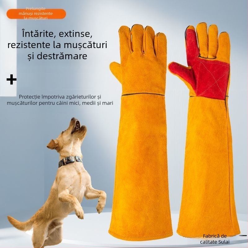 Mănuși de dresaj pentru câini — Piele îngroșată, rezistente la rupere, protejează împotriva zgârieturilor și mușcăturilor, pentru pisici, câini și hamsteri