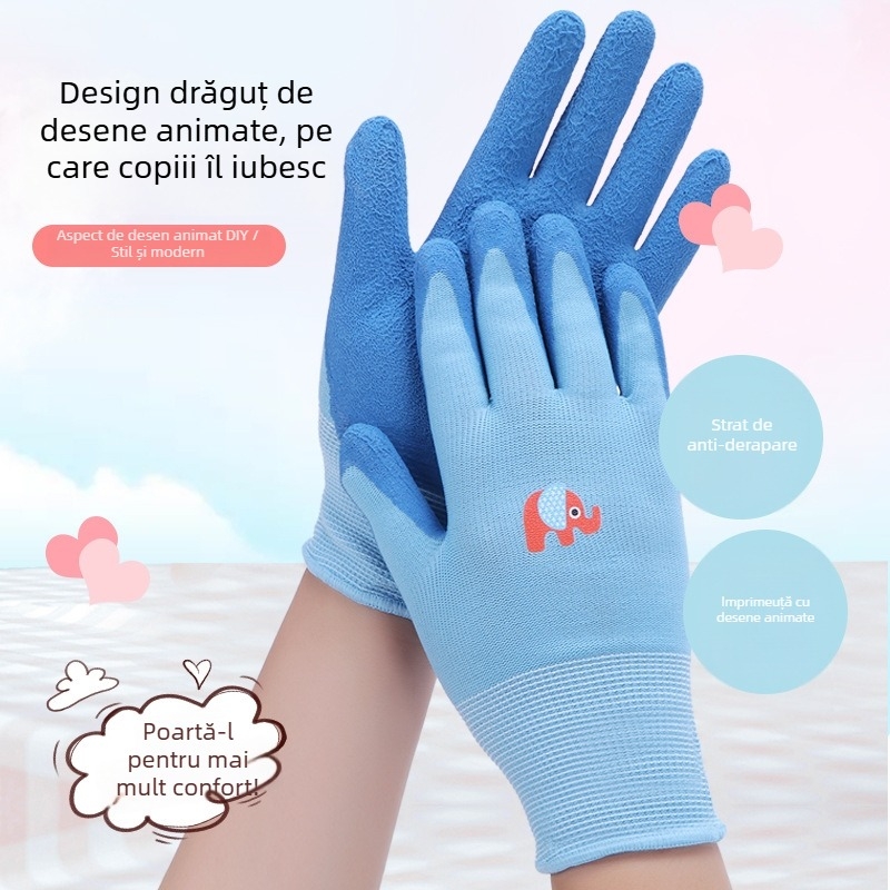Mănuși de lucru protecție pentru copii, cu finisaj texturat (Brand: Anxin Dinggu; Funcție: Rezistență la uzură; Greutate: 0.1; Domeniu de utilizare: Protecția mâinilor copiilor)