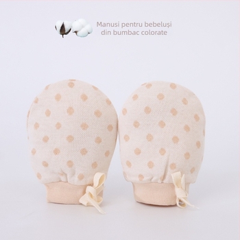 Mănuși pentru bebeluși anti-zgâriere din bumbac tricotat, nou-născuți, ajustabile, model jacquard, unisex, Swan's horn