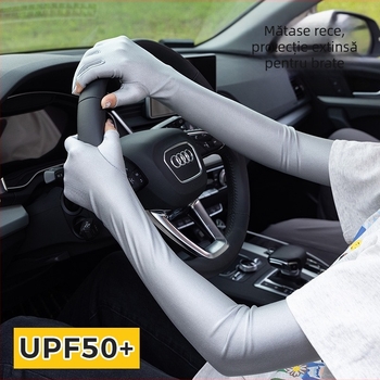 Mănuși feminine fără degete pentru protecție solară, amestec Lycra (10% elastan, 90% poliester), manșete lungi de răcire pentru ciclism și biciclete electrice, manșete subțiri de vară pentru condus, design cu încheietură deschisă — Primăvara 2024
