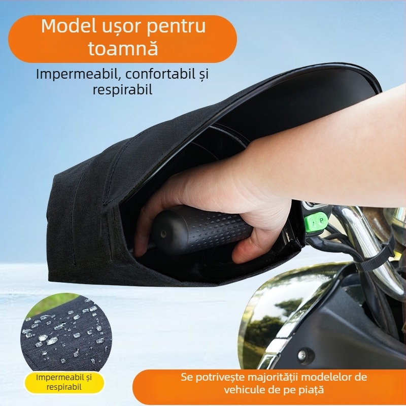 TDGO capac de ghidon pentru vehicule electrice; protecție solară, rezistență la vânt și izolație termică; material velur; design gros pentru iarnă