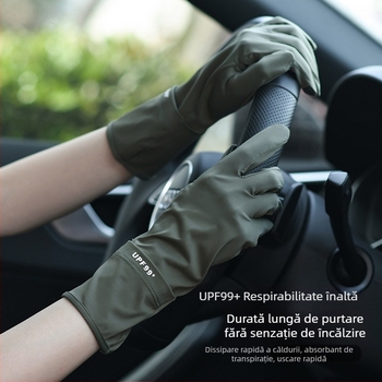 Mănuși de conducere pentru femei, protecție UV, Ice Silk respirabil, subțiri, degete întregi, touchscreen, antiderapante