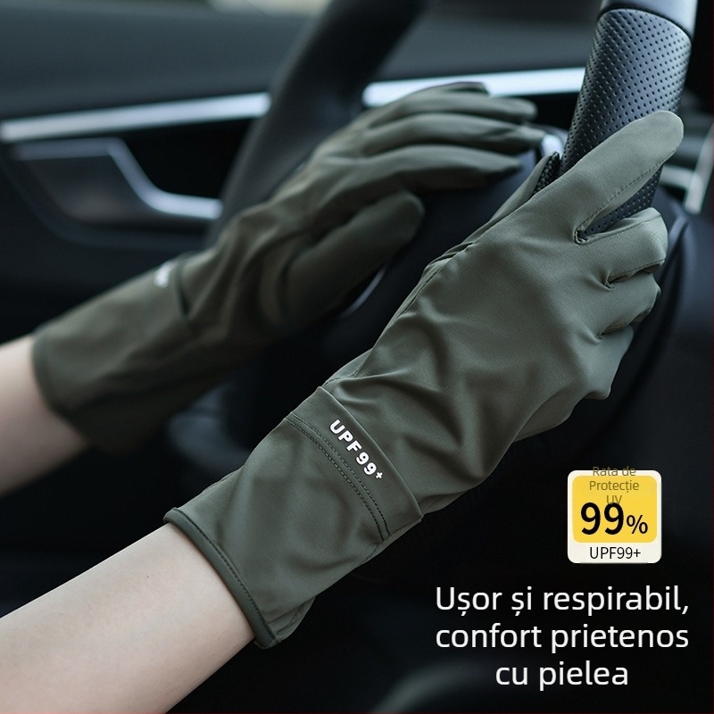 Mănuși de conducere pentru femei, protecție UV, Ice Silk respirabil, subțiri, degete întregi, touchscreen, antiderapante