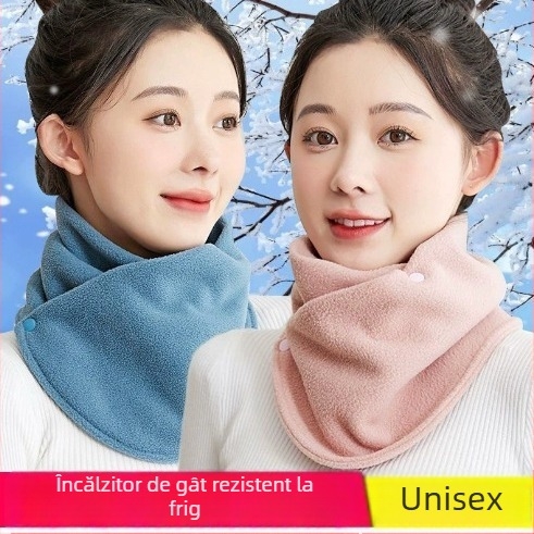 Șal de gât din lână cu căptușeală din fleece, pentru ciclism, unisex, iarnă, primăvară și toamnă