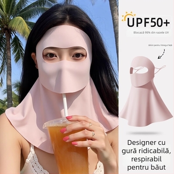 Mască de protecție solară pentru față, din nylon (voal ice silk), conținutul principalului material 71–80%, acoperire completă a feței