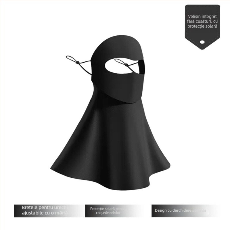 Mască de protecție solară pentru față, din nylon (voal ice silk), conținutul principalului material 71–80%, acoperire completă a feței