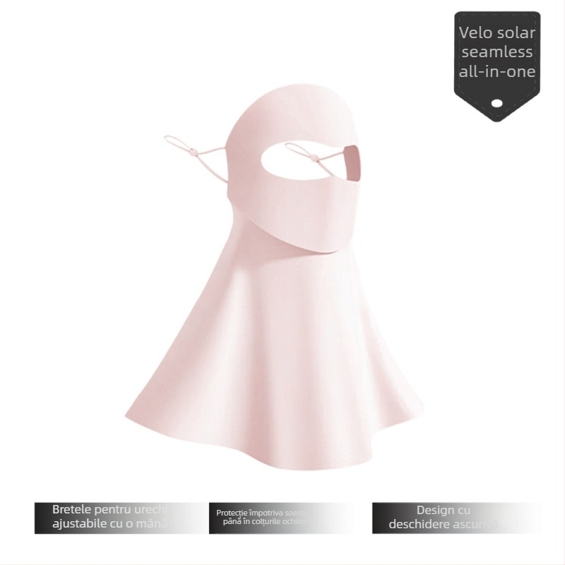 Mască de protecție solară pentru față, din nylon (voal ice silk), conținutul principalului material 71–80%, acoperire completă a feței