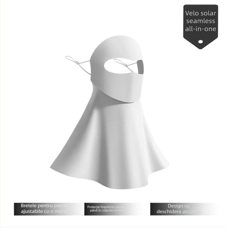 Mască de protecție solară pentru față, din nylon (voal ice silk), conținutul principalului material 71–80%, acoperire completă a feței