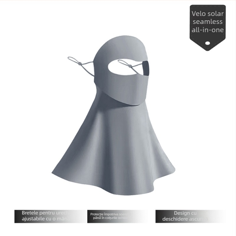 Mască de protecție solară pentru față, din nylon (voal ice silk), conținutul principalului material 71–80%, acoperire completă a feței