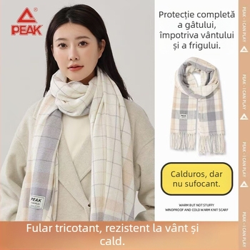 Fular cu carouri Peak – pentru iarnă, călduros și gros, poliester (Poliester; Toamnă–Iarnă; Iarna 2024)