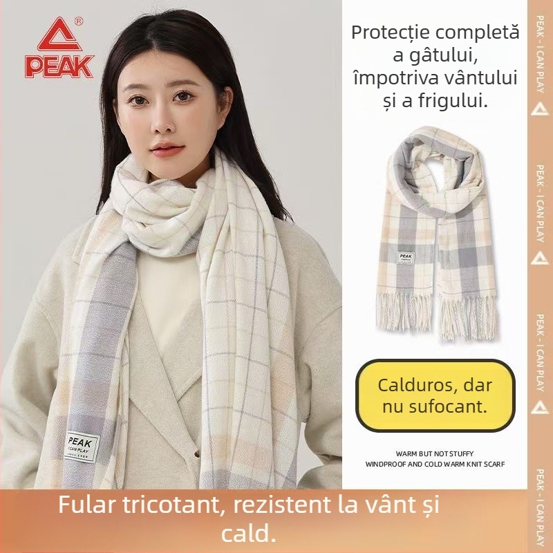 Fular cu carouri Peak – pentru iarnă, călduros și gros, poliester (Poliester; Toamnă–Iarnă; Iarna 2024)