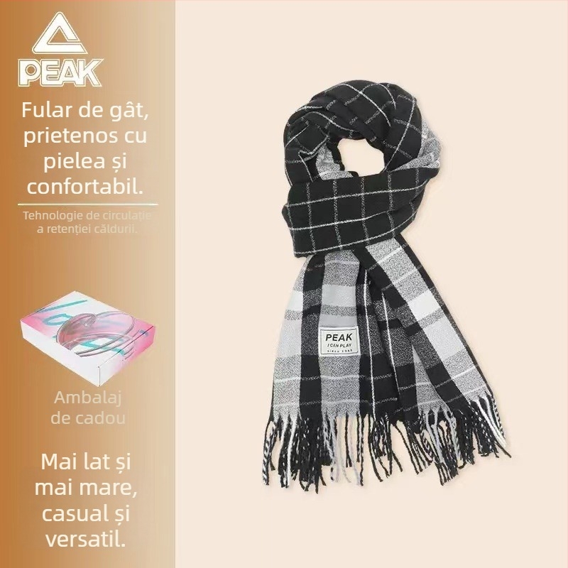 Fular cu carouri Peak – pentru iarnă, călduros și gros, poliester (Poliester; Toamnă–Iarnă; Iarna 2024)