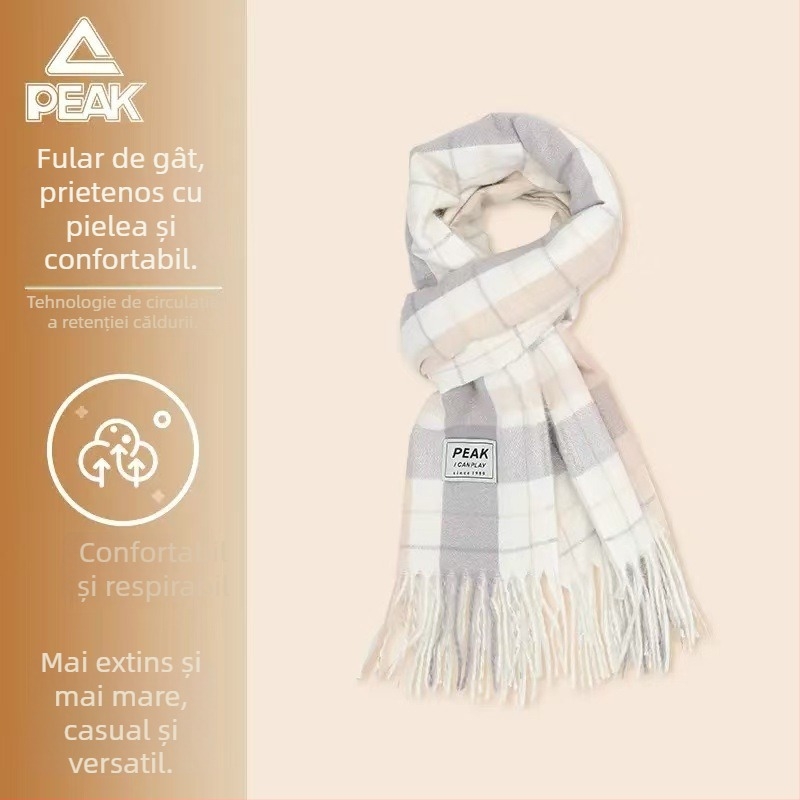 Fular cu carouri Peak – pentru iarnă, călduros și gros, poliester (Poliester; Toamnă–Iarnă; Iarna 2024)