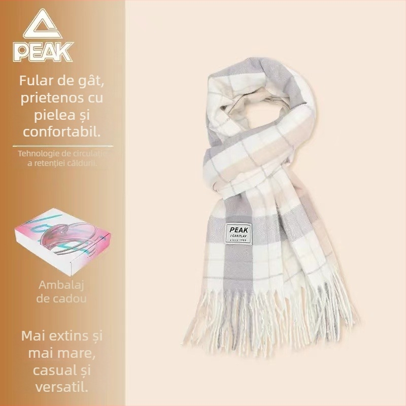 Fular cu carouri Peak – pentru iarnă, călduros și gros, poliester (Poliester; Toamnă–Iarnă; Iarna 2024)