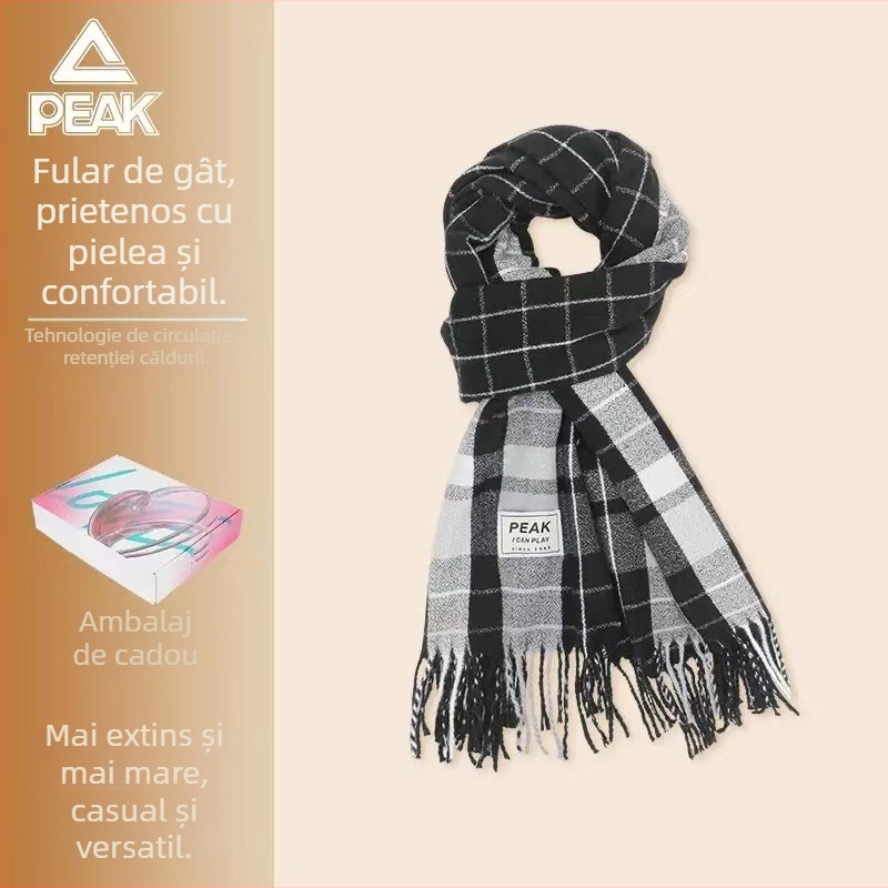 Fular cu carouri Peak – pentru iarnă, călduros și gros, poliester (Poliester; Toamnă–Iarnă; Iarna 2024)