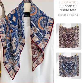 Șal din mătase de dud și lână | protecție ușoară pentru gât | potrivit pentru iarnă, primăvară și toamnă | lansare primăvara 2025