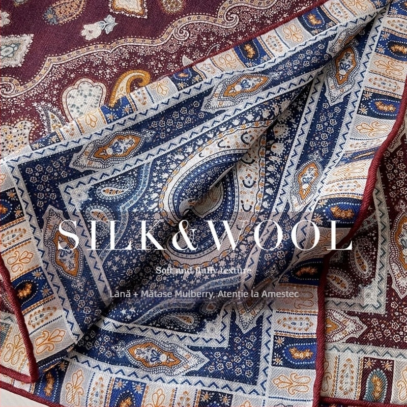 Șal din mătase de dud și lână | protecție ușoară pentru gât | potrivit pentru iarnă, primăvară și toamnă | lansare primăvara 2025