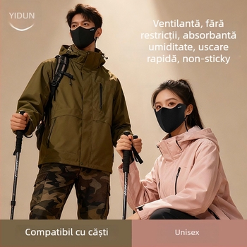 Mască facială cu protecție solară, fibre de poliester, cârlig pentru urechi, model monocrom, cusută