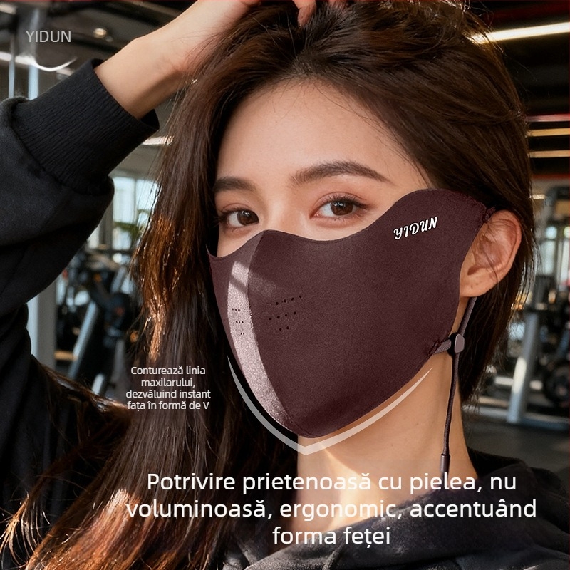 Mască facială cu protecție solară, fibre de poliester, cârlig pentru urechi, model monocrom, cusută