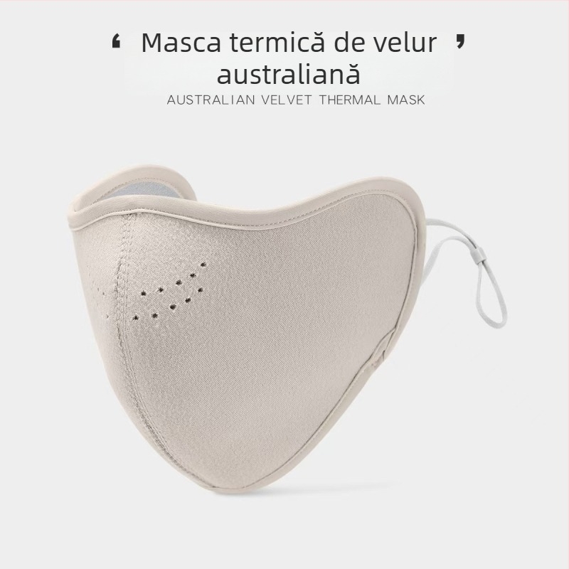 Mască facială pentru iarnă și toamnă, unisex, cu agățătoare pentru urechi, protecție împotriva prafului și a vântului, model monocrom