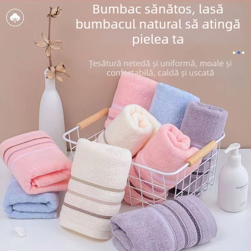 Prosop de față din bumbac 100%, absorbant, îngroșat, țesătură simplă, gramaj 50–80 g/m², procesare personalizabilă