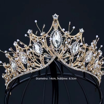 Diademă din aliaj cu K9, cristale, placare electroplating, stil coreean, accesoriu de nuntă pentru mireasă