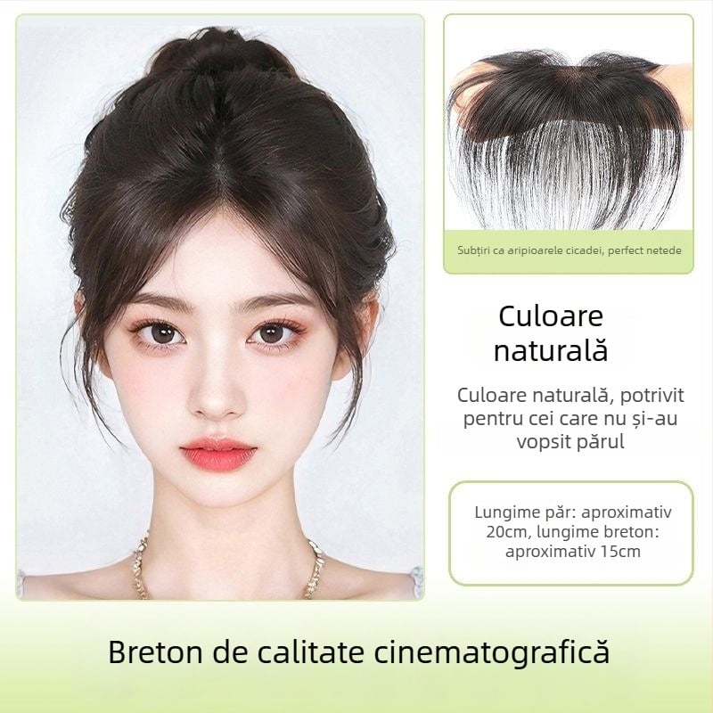 Perucă cu breton Lanugo pentru femei, țesută manual, păr uman, acoperire a părului alb, poate fi vopsită sau periată