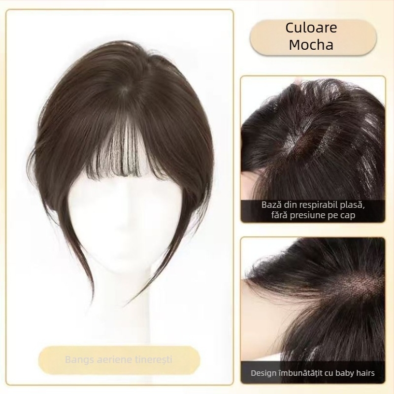 Perucă – drept, ţesut manual; păr real uman; model 7*11 cloud gauze; potrivit pentru doamne; poate fi vopsită și tratată cu perm