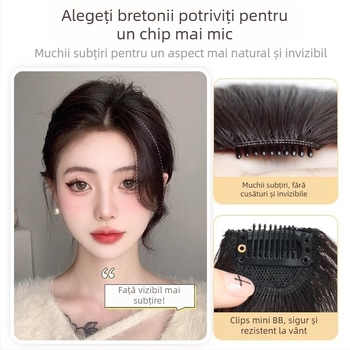 Perucă cu breton diagonal pentru femei — fibre rezistente la căldură; linie naturală a liniei părului; potrivită pentru orice formă a feței; nu se poate perma sau vopsi