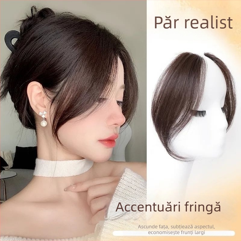 Perucă cu breton diagonal pentru femei — fibre rezistente la căldură; linie naturală a liniei părului; potrivită pentru orice formă a feței; nu se poate perma sau vopsi