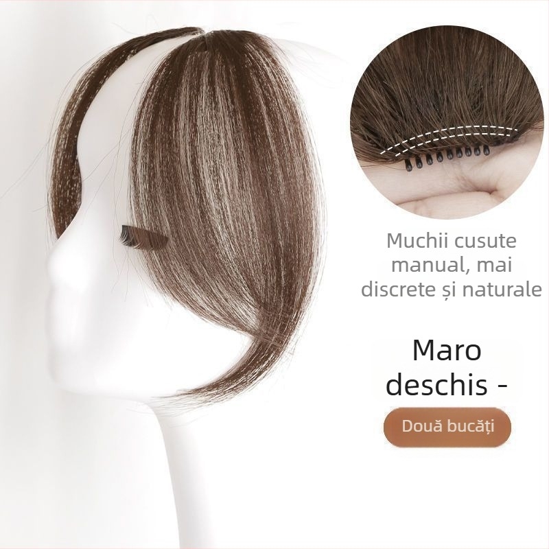Perucă cu breton diagonal pentru femei — fibre rezistente la căldură; linie naturală a liniei părului; potrivită pentru orice formă a feței; nu se poate perma sau vopsi