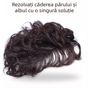 Perucă pentru femei cu păr scurt buclat, stil natural, breton înclinat, fibre rezistente la temperatură, construcție cu mecanism