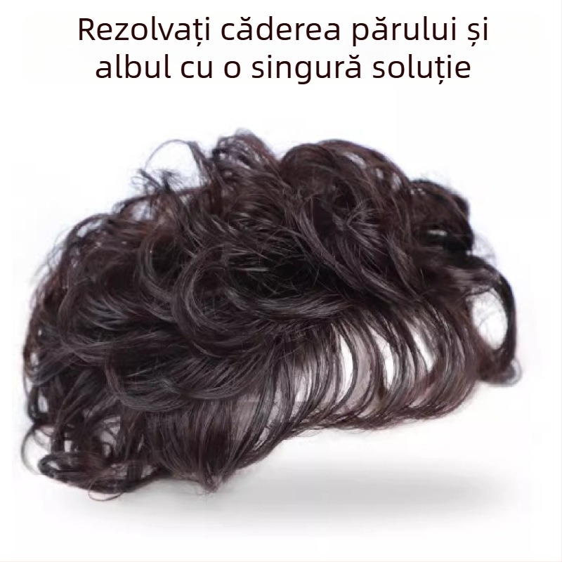 Perucă pentru femei cu păr scurt buclat, stil natural, breton înclinat, fibre rezistente la temperatură, construcție cu mecanism