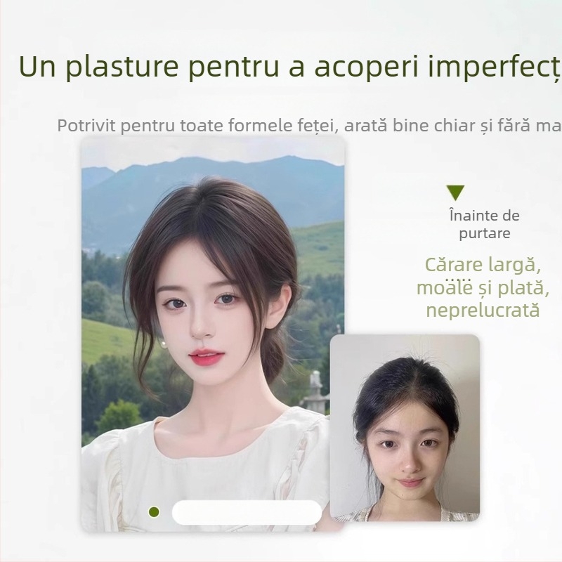 Piesă de păr din păr natural pentru femei, cu Velcro, bază din plasă ultra-subțire și respirabilă, textură pufoasă, pentru zona de vârf a capului, coroană înaltă