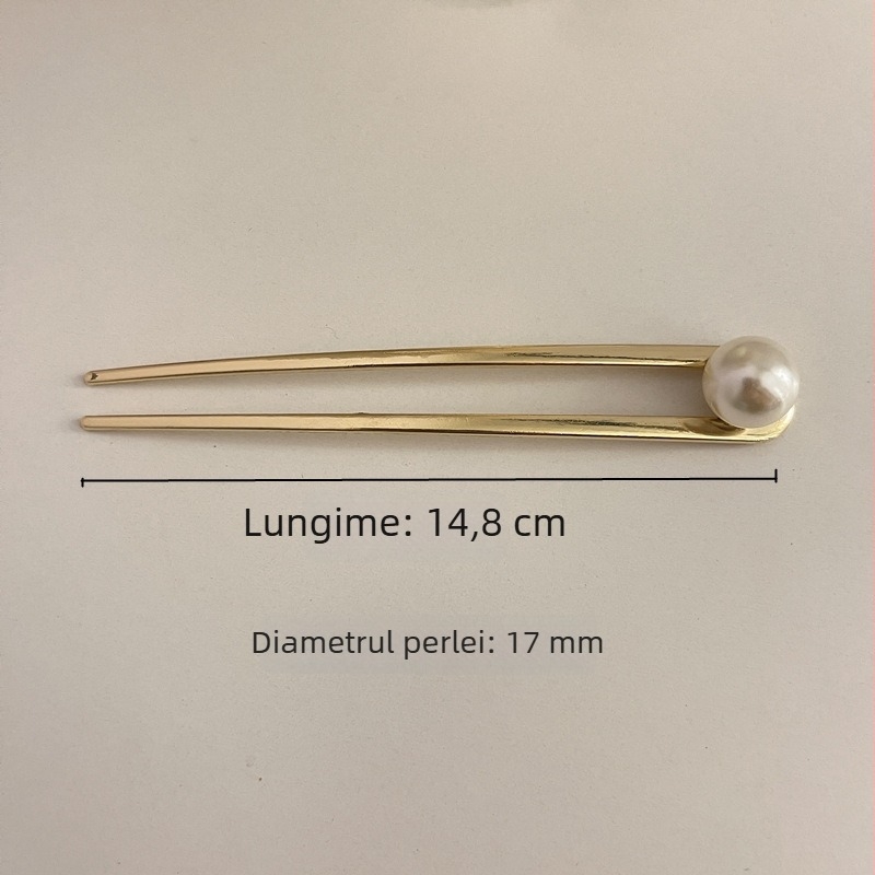 Accesoriu pentru păr: agrafă de păr din metal cu perle, stil antic, formă în U, origine Jinhua