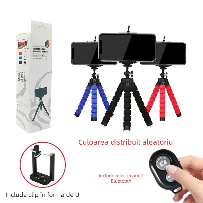 Trepied de birou pentru fotografii live cu brațe în formă de caracatiță din ABS+spumă, portabil, pliabil, suport Bluetooth pentru telefon