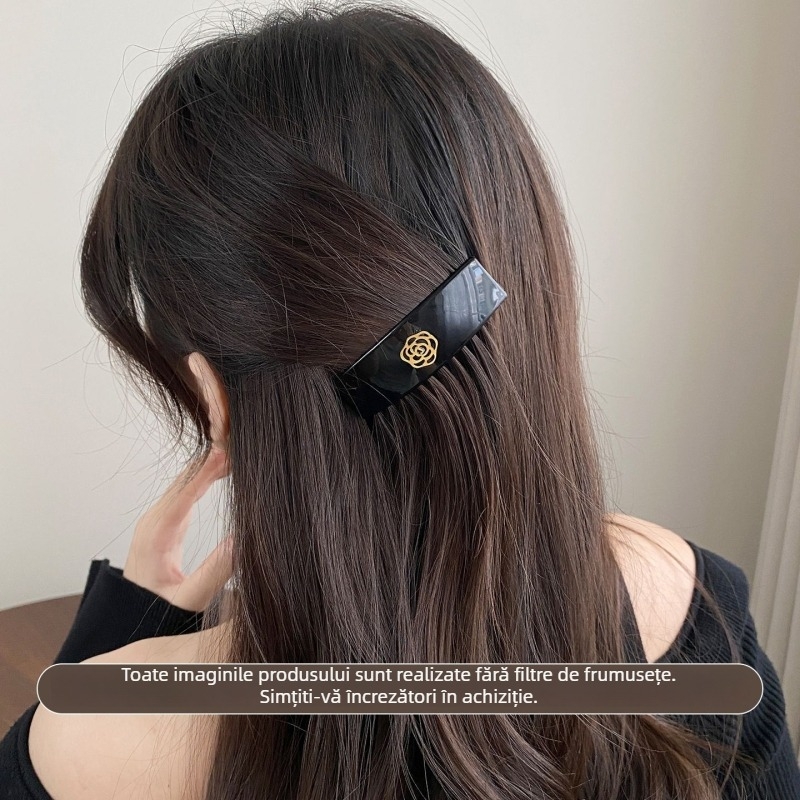 Agrafă pentru păr cu motif Camellia, în formă U, lucrată manual, materiale mixte, accesoriu simplu pentru păr feminin