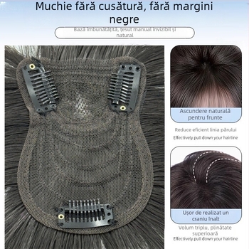 Perucă pentru femei cu breton Qi, în stil de desene animate, cu coroană înaltă, păr sintetic rezistent la temperaturi, construcție mecanică, necolorabilă