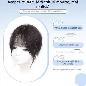 Perucă pentru femei cu breton Qi, în stil de desene animate, cu coroană înaltă, păr sintetic rezistent la temperaturi, construcție mecanică, necolorabilă