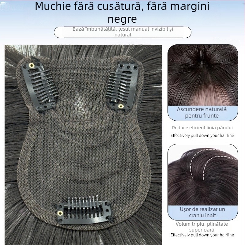 Perucă pentru femei cu breton Qi, în stil de desene animate, cu coroană înaltă, păr sintetic rezistent la temperaturi, construcție mecanică, necolorabilă