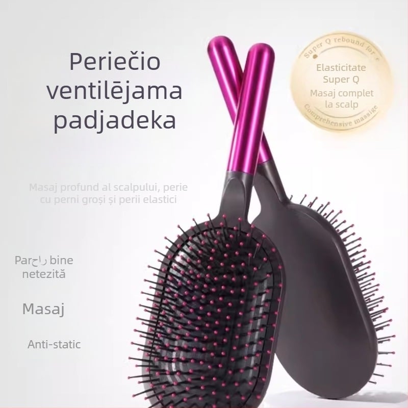 Pieptene pentru păr cu pernă de aer, anti-static, masaj, din plastic, set de două piese