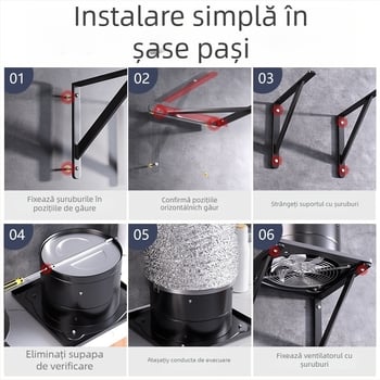 Ventilator de evacuare pentru bucătărie (Model FD-150; montaj: fixare cu braț triunghiular; Putere: 50–120 W; Tensiune: 220 V; Comandă: mecanică)