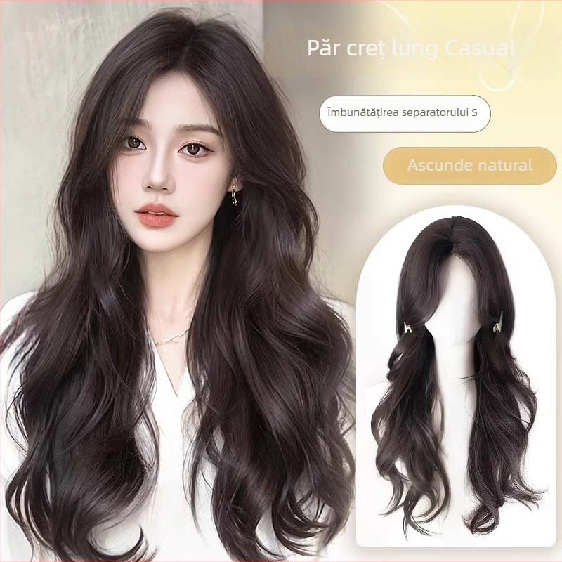 Perucă de volum pentru femei, semi-cusută manual, din amestec de mătase, fără vopsire sau permanent, bucle mari