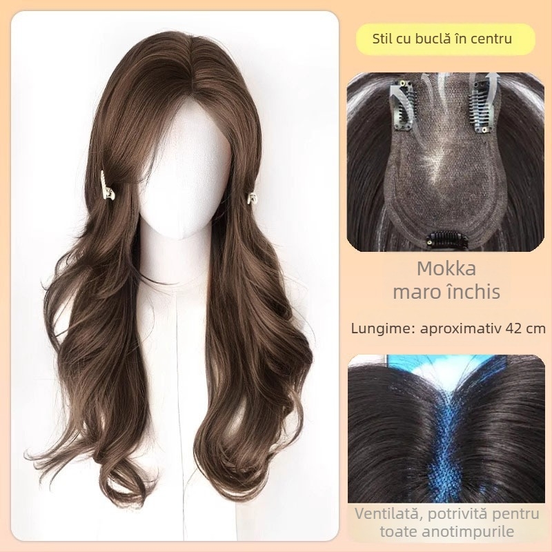 Perucă de volum pentru femei, semi-cusută manual, din amestec de mătase, fără vopsire sau permanent, bucle mari