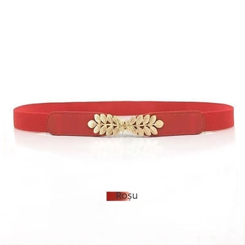 Curea de talie pentru rochie, cataramă în formă de frunză, talie elastică, PU piele, cataramă din aliaj, închidere cu cataramă, lățime 2–4 cm, prelucrare: piele-plastic