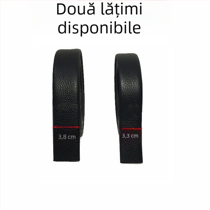 Curea din piele naturală, dublă față, strat superior de piele de bovină, cataramă cu pin, lățime 2–4 cm, realizată manual, stil minimalist și elegant pentru birou