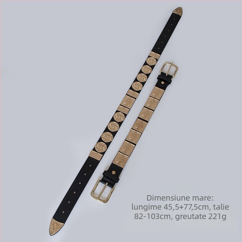 Centură pentru copii în stil chinezesc, din piele sintetică, cataramă din aliaj, închidere cu știft, electroplacare realizată manual, stil vintage etnic chinezesc (Piele sintetică; Cataramă din aliaj; Închidere cu știft; Electroplacare; Manual)